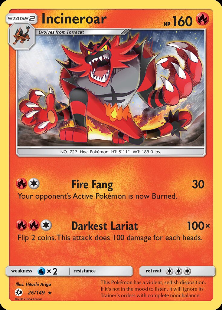 Incineroar (26/149) (Theme Deck Exclusive) [Sun & Moon: Base Set] | Deep Dive Games St. Marys