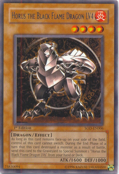 Horus The Black Flame Dragon LV4 [SOD-EN006] Rare | Deep Dive Games St. Marys