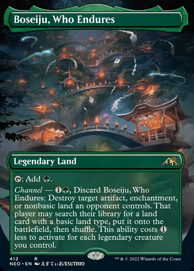 Boseiju, Who Endures (Borderless Alternate Art) [Kamigawa: Neon Dynasty] | Deep Dive Games St. Marys