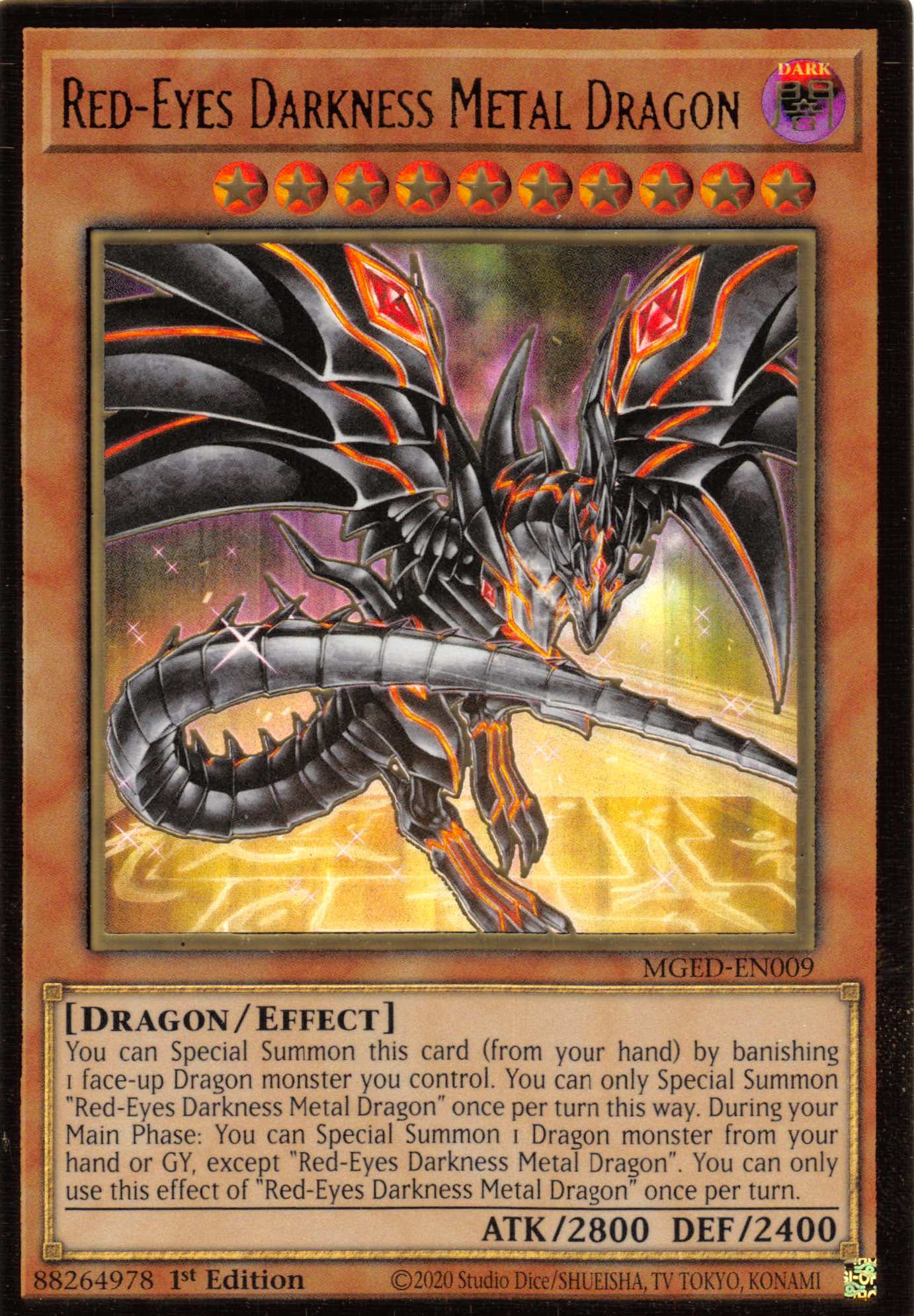 Red-Eyes Darkness Metal Dragon (Alternate Art) [MGED-EN009] Gold Rare | Deep Dive Games St. Marys