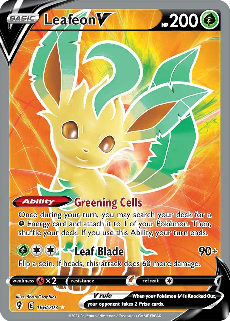 Leafeon V (166/203) [Sword & Shield: Evolving Skies] | Deep Dive Games St. Marys