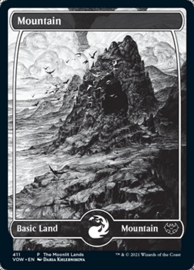 Mountain (The Moonlit Lands) (Foil Etched) [Innistrad: Crimson Vow Promos] | Deep Dive Games St. Marys