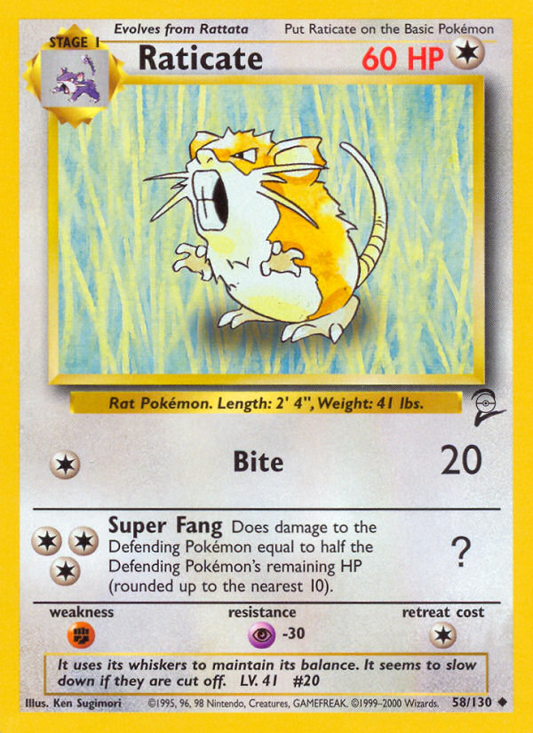 Raticate (58/130) [Base Set 2] | Deep Dive Games St. Marys