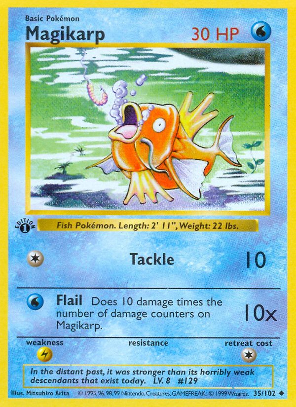 Magikarp (35/102) (Shadowless) [Base Set 1st Edition] | Deep Dive Games St. Marys