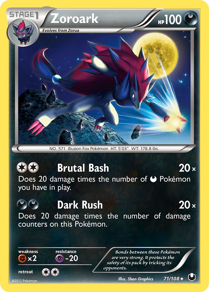 Zoroark (71/108) (Cracked Ice Holo) (Theme Deck Exclusive) [Black & White: Dark Explorers] | Deep Dive Games St. Marys