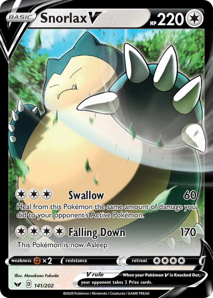 Snorlax V (141/202) (Oversized) [Sword & Shield: Base Set] | Deep Dive Games St. Marys