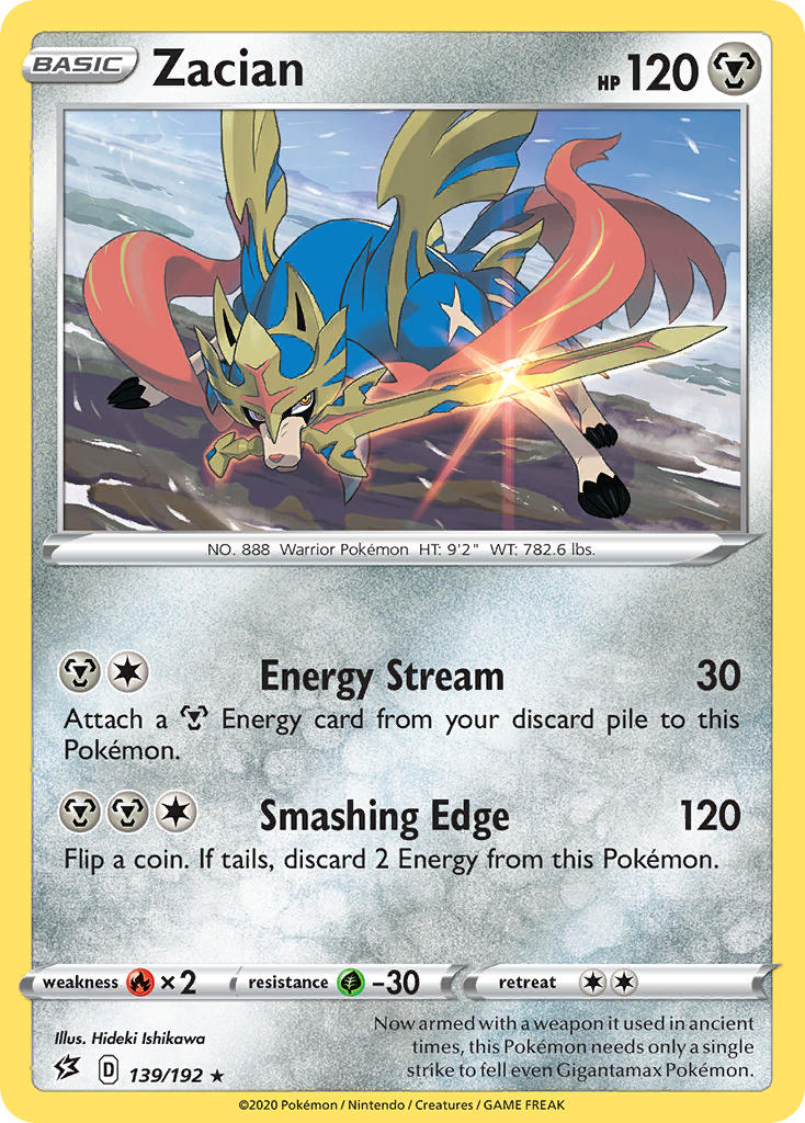 Zacian (139/192) (Cracked Ice Holo) (Theme Deck Exclusives) [Sword & Shield: Rebel Clash] | Deep Dive Games St. Marys