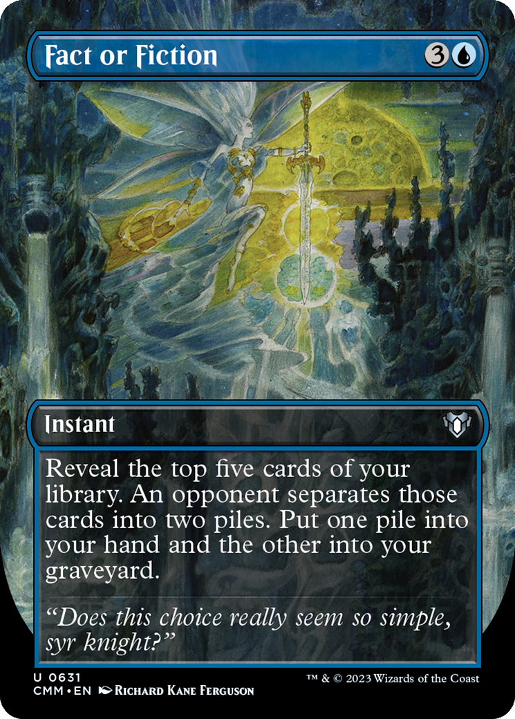 Fact or Fiction (Borderless Alternate Art) [Commander Masters] | Deep Dive Games St. Marys