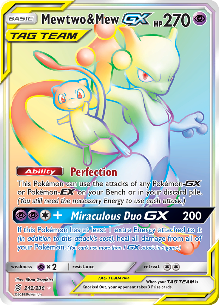 Mewtwo & Mew GX (242/236) [Sun & Moon: Unified Minds] | Deep Dive Games St. Marys