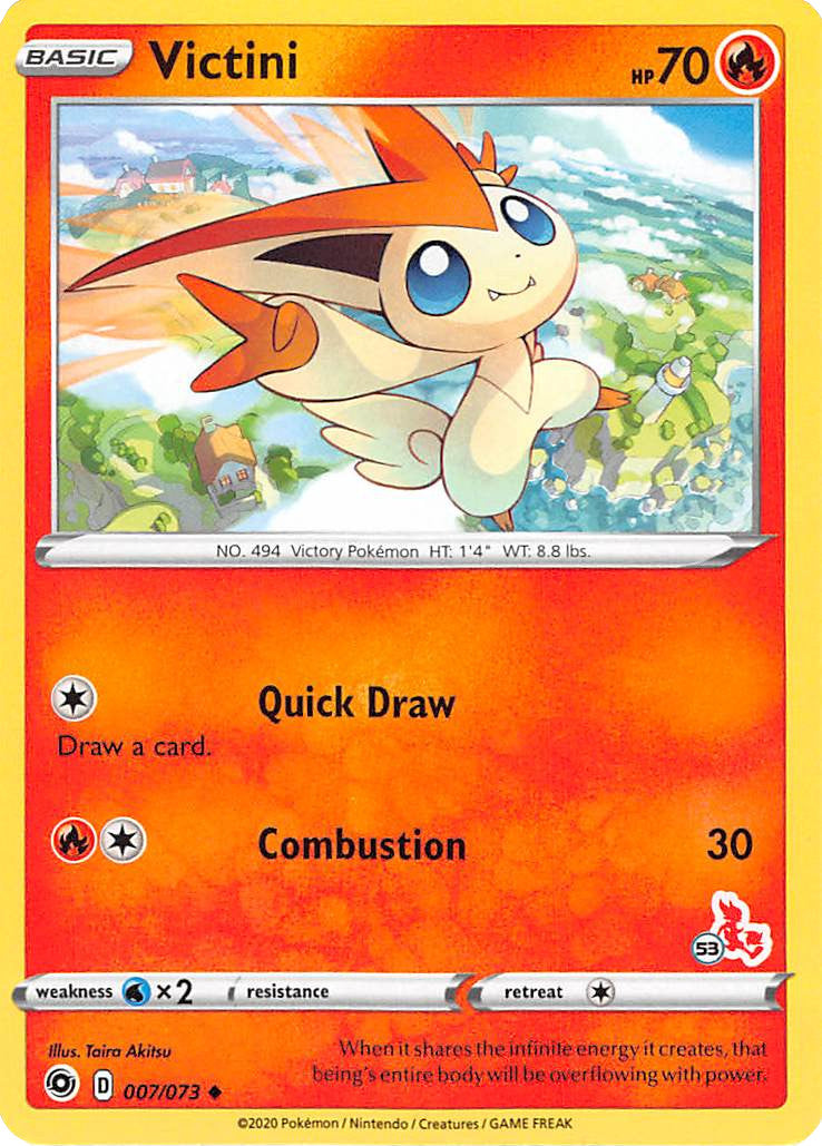 Victini (007/073) (Cinderace Stamp #53) [Battle Academy 2022] | Deep Dive Games St. Marys