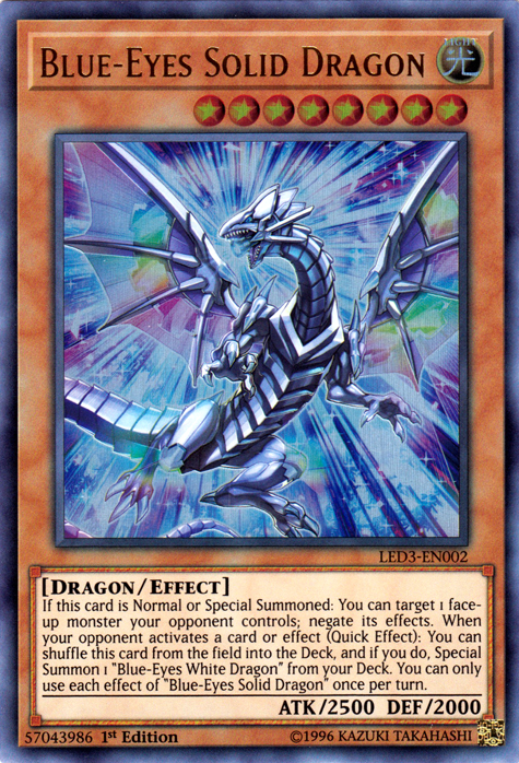 Blue-Eyes Solid Dragon [LED3-EN002] Ultra Rare | Deep Dive Games St. Marys