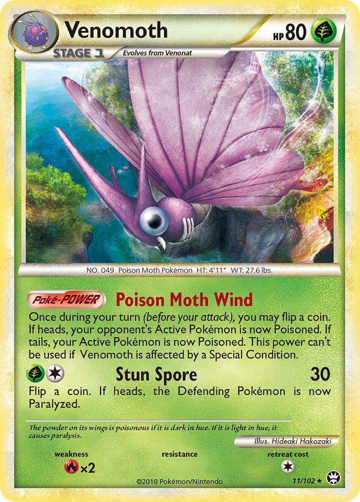 Venomoth (11/102) (Theme Deck Exclusive) [HeartGold & SoulSilver: Triumphant] | Deep Dive Games St. Marys