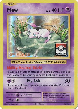 Mew (53/108) (League Promo 3rd Place) [XY: Evolutions] | Deep Dive Games St. Marys