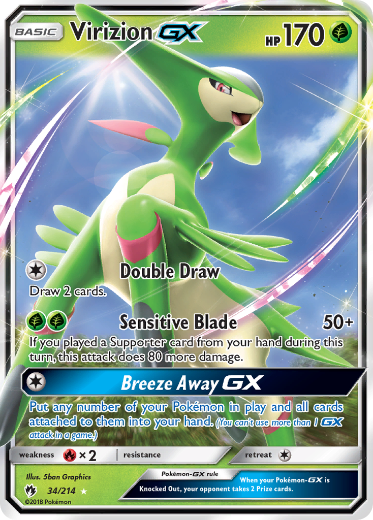 Virizion GX (34/214) [Sun & Moon: Lost Thunder] | Deep Dive Games St. Marys