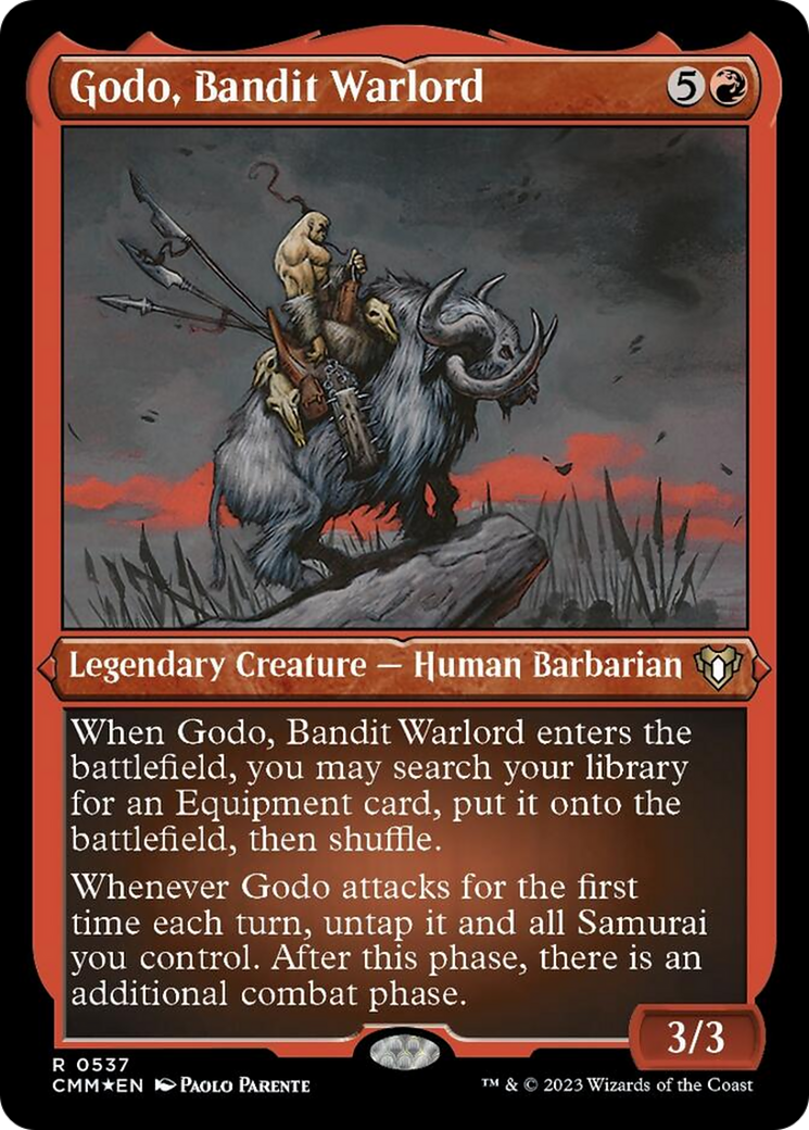 Godo, Bandit Warlord (Foil Etched) [Commander Masters] | Deep Dive Games St. Marys