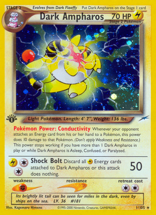 Dark Ampharos (1/105) [Neo Destiny 1st Edition] | Deep Dive Games St. Marys