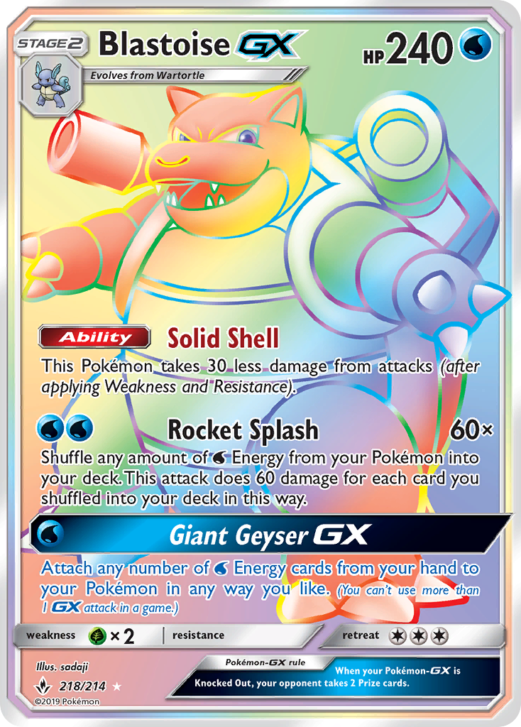 Blastoise GX (218/214) [Sun & Moon: Unbroken Bonds] | Deep Dive Games St. Marys