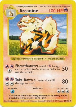 Arcanine (23/102) [Base Set Shadowless Unlimited] | Deep Dive Games St. Marys