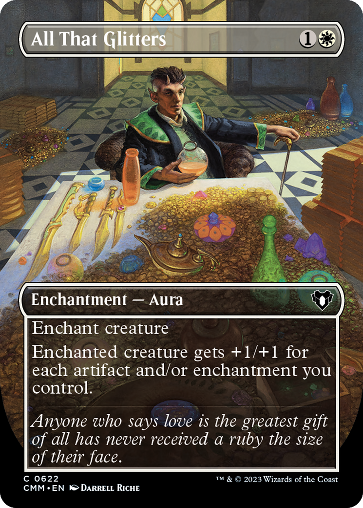 All That Glitters (Borderless Alternate Art) [Commander Masters] | Deep Dive Games St. Marys