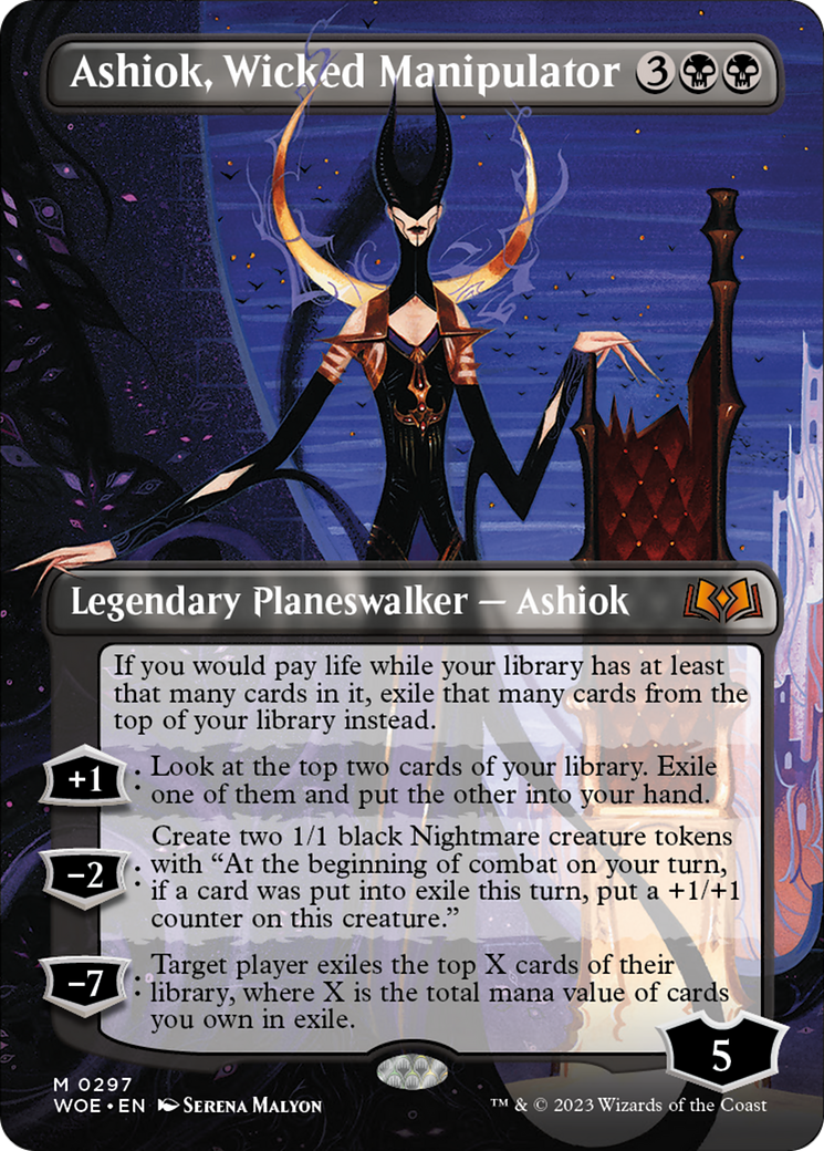 Ashiok, Wicked Manipulator (Borderless Alternate Art) [Wilds of Eldraine] | Deep Dive Games St. Marys