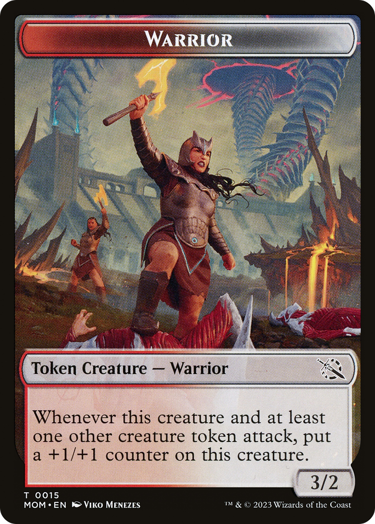 Warrior // Wrenn and Realmbreaker Emblem Double-Sided Token [March of the Machine Tokens] | Deep Dive Games St. Marys