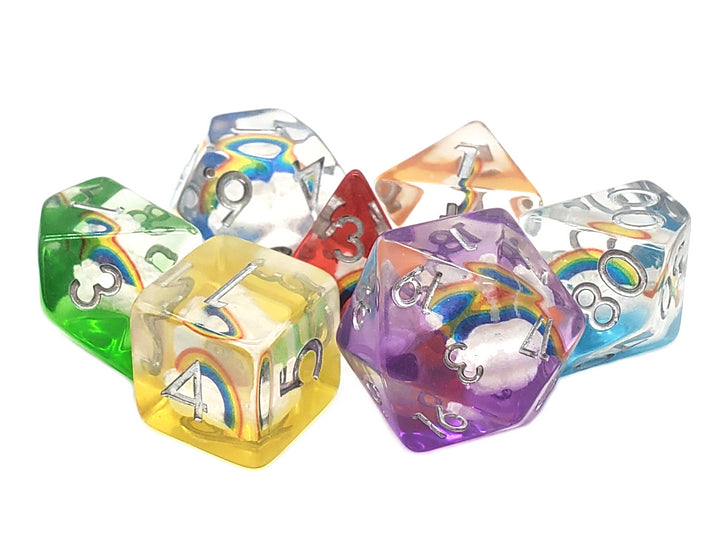 Old School 7 Piece DnD RPG Dice Set: Infused - 7 Color Rainbow | Deep Dive Games St. Marys