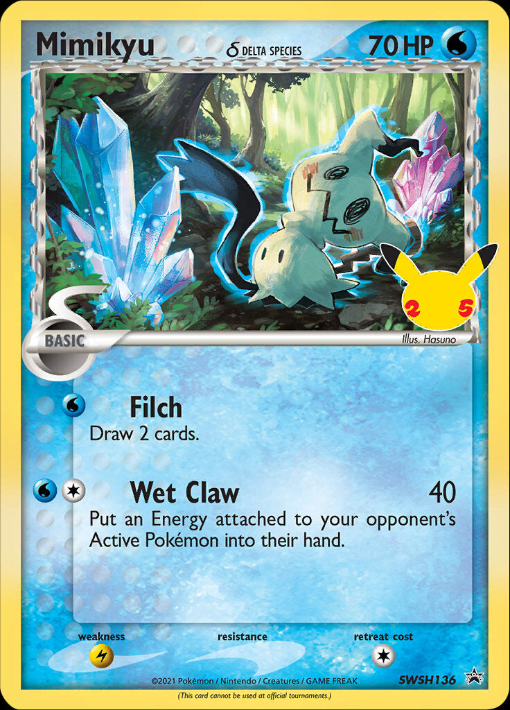 Mimikyu (SWSH136) (Delta Species) (Jumbo Card) [Sword & Shield: Black Star Promos] | Deep Dive Games St. Marys