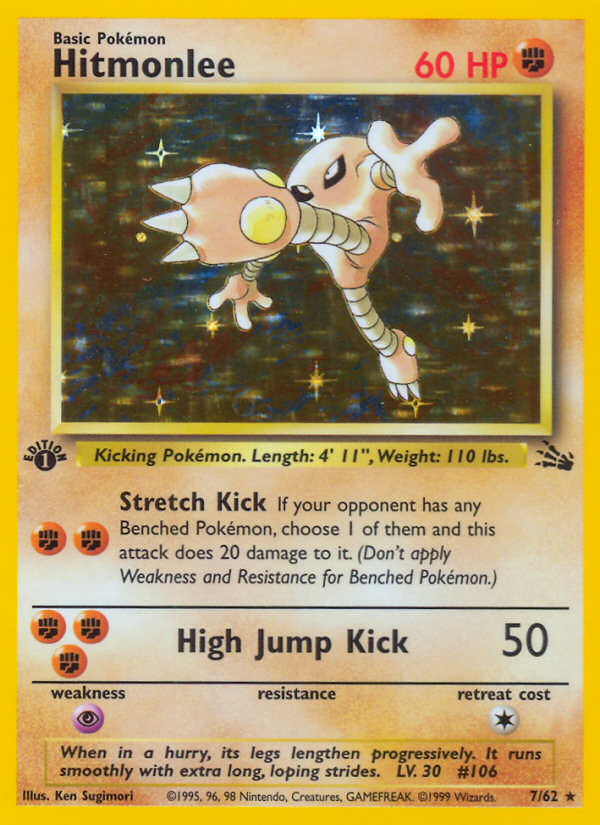 Hitmonlee (7/62) [Fossil 1st Edition] | Deep Dive Games St. Marys