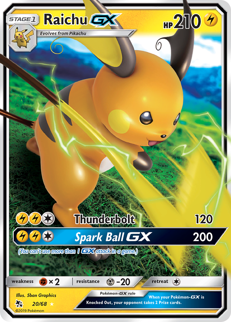 Raichu GX (20/68) [Sun & Moon: Hidden Fates] | Deep Dive Games St. Marys