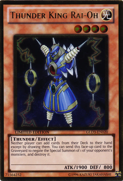 Thunder King Rai-Oh [GLD3-EN020] Gold Rare | Deep Dive Games St. Marys