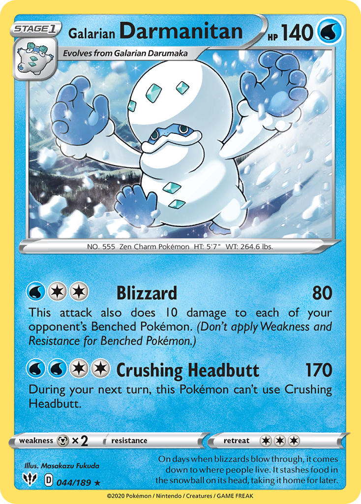 Galarian Darmanitan (044/189) (Cracked Ice Holo) (Theme Deck Exclusive) [Sword & Shield: Darkness Ablaze] | Deep Dive Games St. Marys