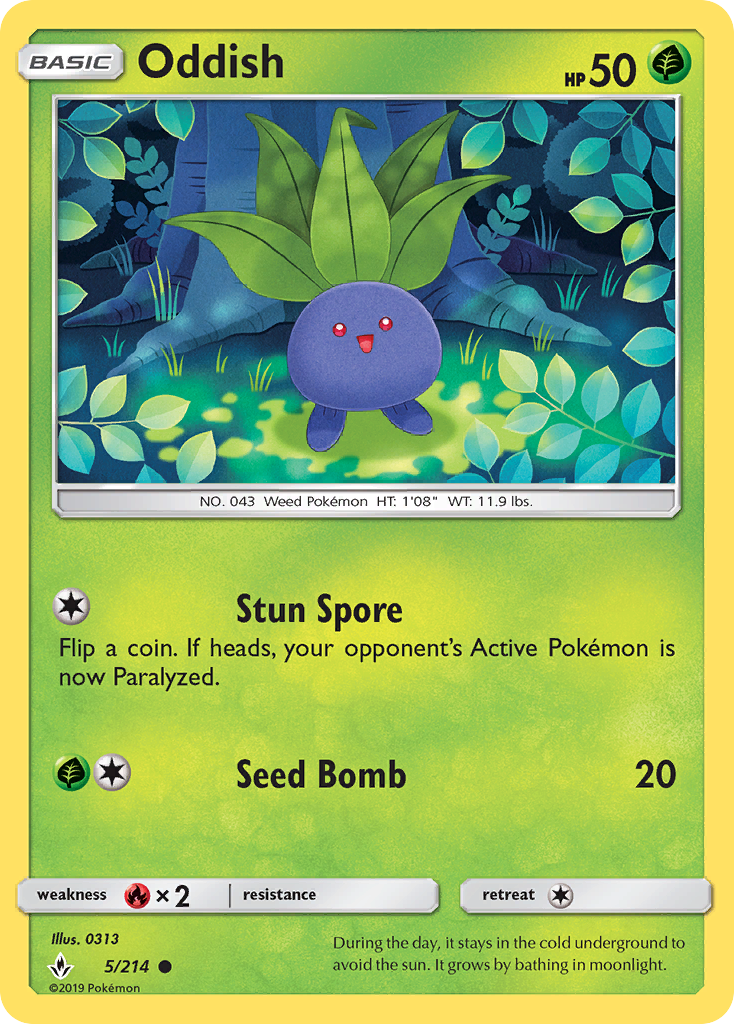 Oddish (5/214) [Sun & Moon: Unbroken Bonds] | Deep Dive Games St. Marys