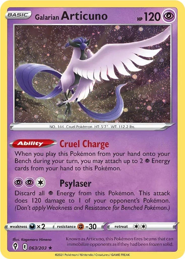 Galarian Articuno (063/203) (Cosmos Holo) [Sword & Shield: Evolving Skies] | Deep Dive Games St. Marys