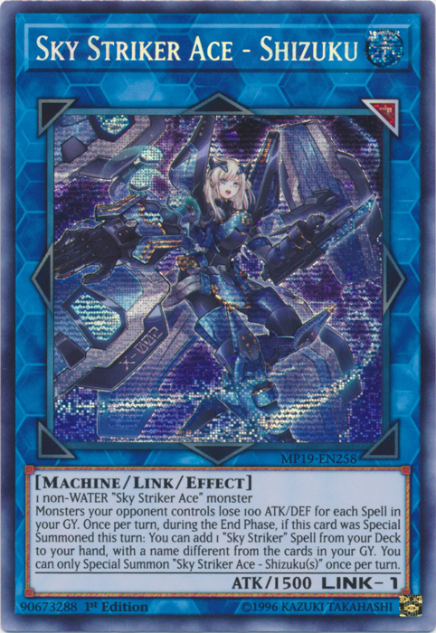 Sky Striker Ace - Shizuku [MP19-EN258] Prismatic Secret Rare | Deep Dive Games St. Marys