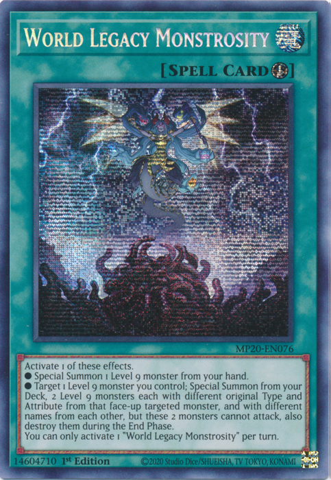 World Legacy Monstrosity [MP20-EN076] Prismatic Secret Rare | Deep Dive Games St. Marys