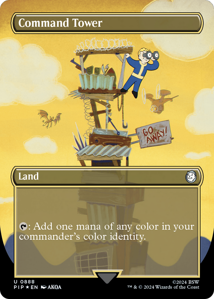 Command Tower (Borderless) (Surge Foil) [Fallout] | Deep Dive Games St. Marys