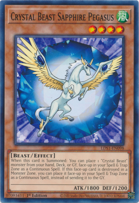 Crystal Beast Sapphire Pegasus [LDS1-EN098] Common | Deep Dive Games St. Marys