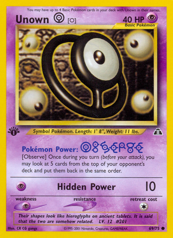 Unown [O] (69/75) [Neo Discovery 1st Edition] | Deep Dive Games St. Marys