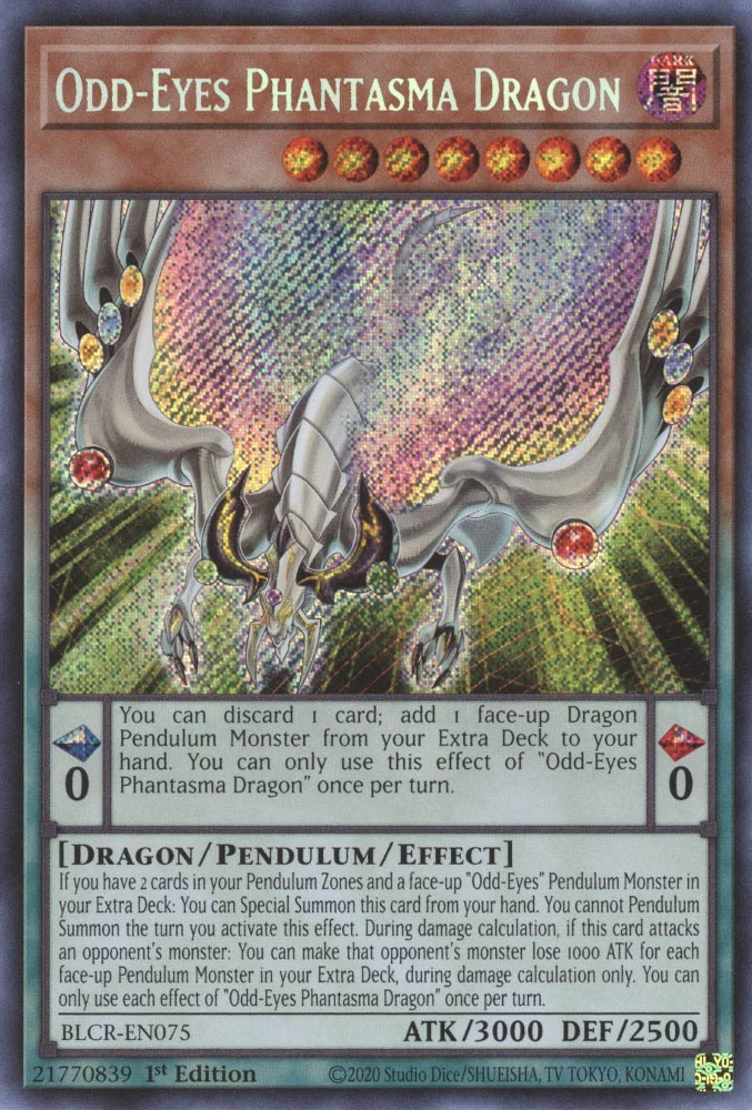 Odd-Eyes Phantasma Dragon [BLCR-EN075] Secret Rare | Deep Dive Games St. Marys