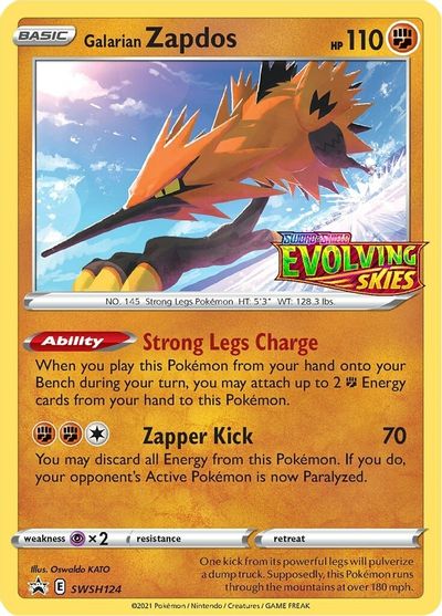 Galarian Zapdos (SWSH124) (Prerelease Promo) [Sword & Shield: Black Star Promos] | Deep Dive Games St. Marys