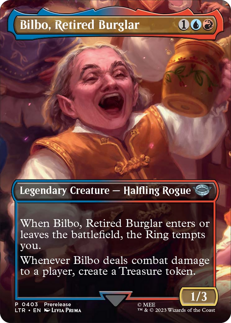 Bilbo, Retired Burglar (Borderless Alternate Art) [The Lord of the Rings: Tales of Middle-Earth] | Deep Dive Games St. Marys