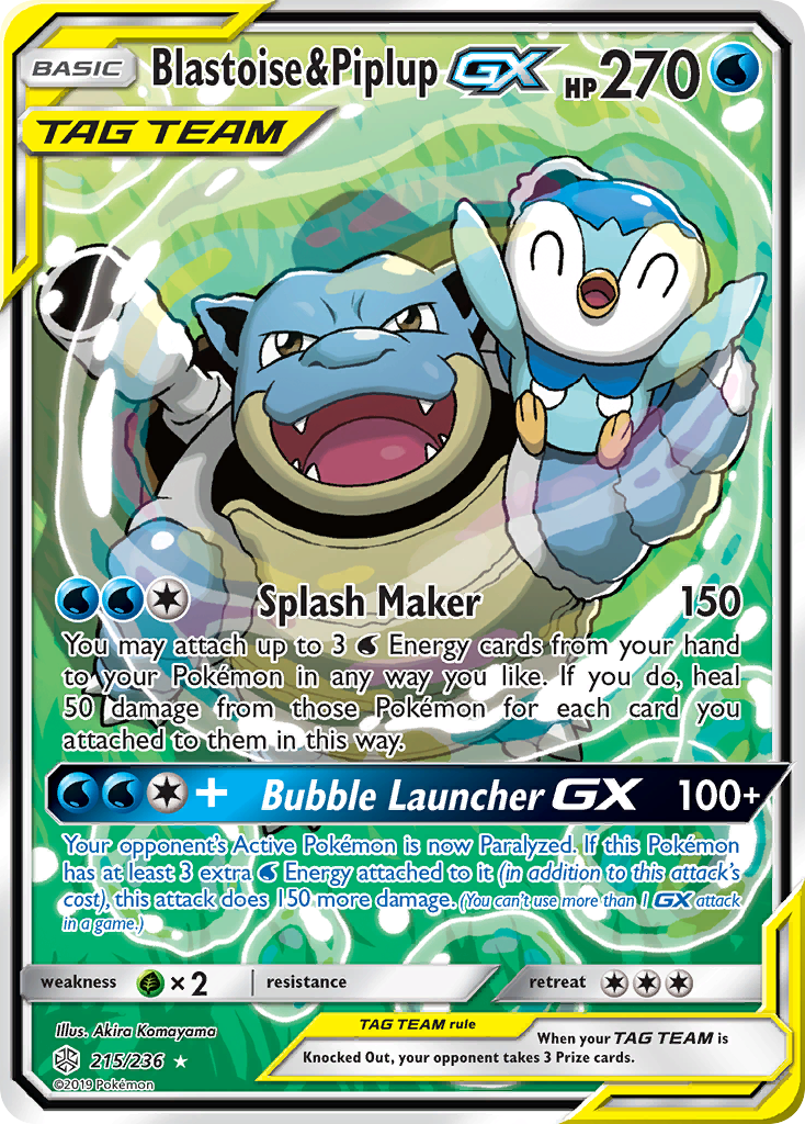 Blastoise & Piplup GX (215/236) [Sun & Moon: Cosmic Eclipse] | Deep Dive Games St. Marys