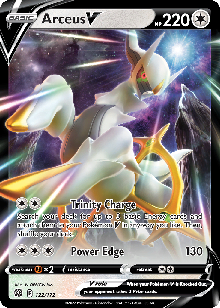 Arceus V (122/172) (Metal Card) [Sword & Shield: Brilliant Stars] | Deep Dive Games St. Marys