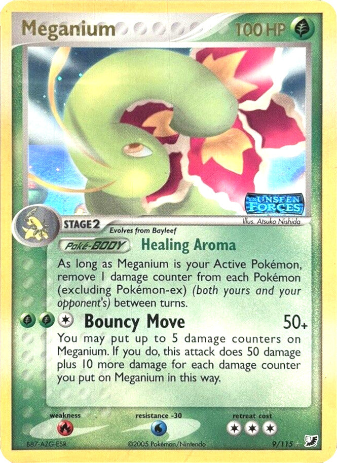 Meganium (9/115) (Stamped) [EX: Unseen Forces] | Deep Dive Games St. Marys