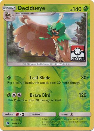 Decidueye (11/149) (League Promo) [Sun & Moon: Base Set] | Deep Dive Games St. Marys