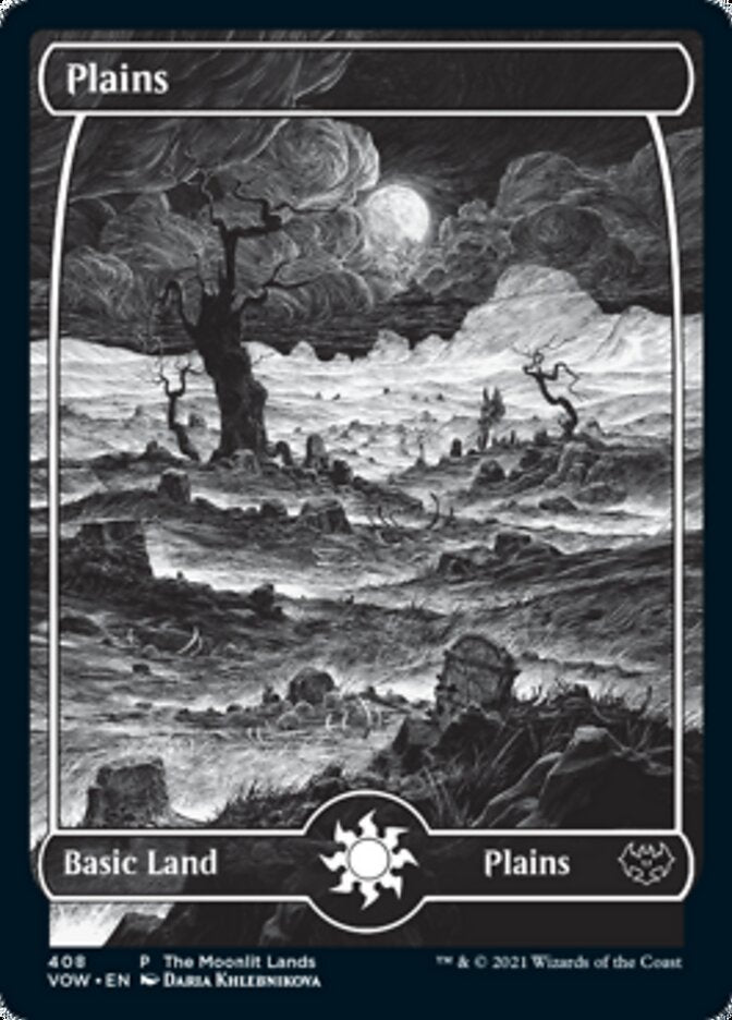 Plains (The Moonlit Lands) (Foil Etched) [Innistrad: Crimson Vow Promos] | Deep Dive Games St. Marys