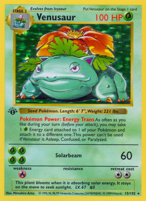 Venusaur (15/102) (Shadowless) [Base Set 1st Edition] | Deep Dive Games St. Marys