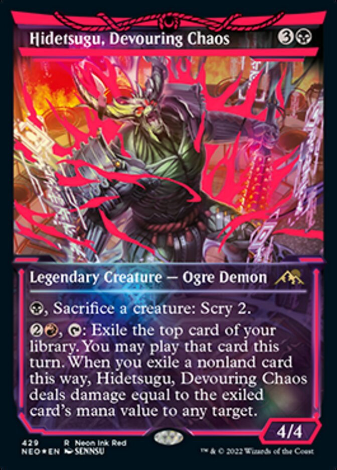 Hidetsugu, Devouring Chaos (Neon Ink Red) [Kamigawa: Neon Dynasty] | Deep Dive Games St. Marys