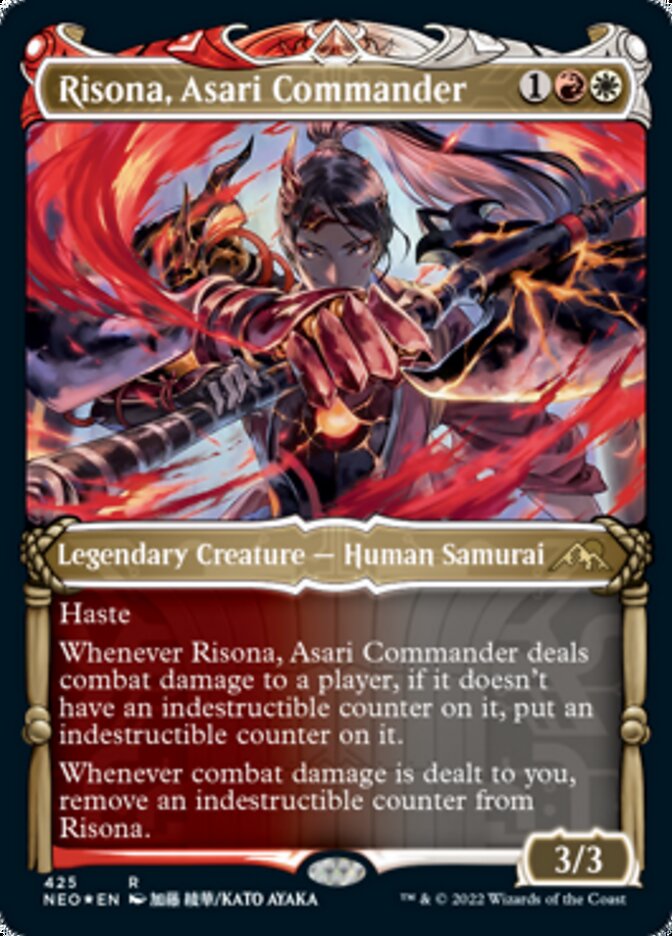 Risona, Asari Commander (Showcase) (Foil Etched) [Kamigawa: Neon Dynasty] | Deep Dive Games St. Marys