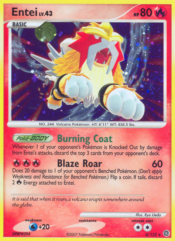 Entei (4/132) (Cracked Ice Holo) [Diamond & Pearl: Secret Wonders] | Deep Dive Games St. Marys